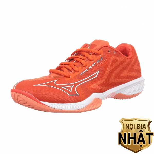 Giày Cầu Lông Mizuno Wave Claw El 2 - Đỏ Cam (Mã JP)